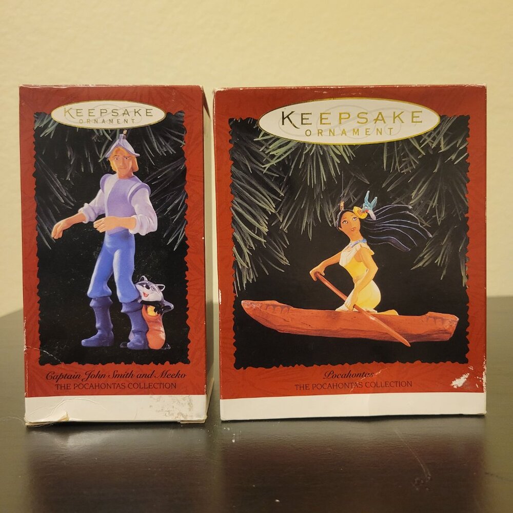 Vintage Hallmark Disney Keepsake Ornament Pocahontas and John Smith Set